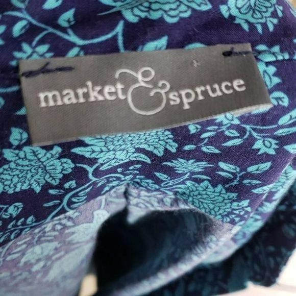 Market & Spruce Blouse Floral sleeveless‎ Blue V-Neck Small - Picture 7 of 8